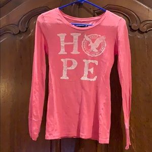 Long sleeve pink/peach t-shirt, size M